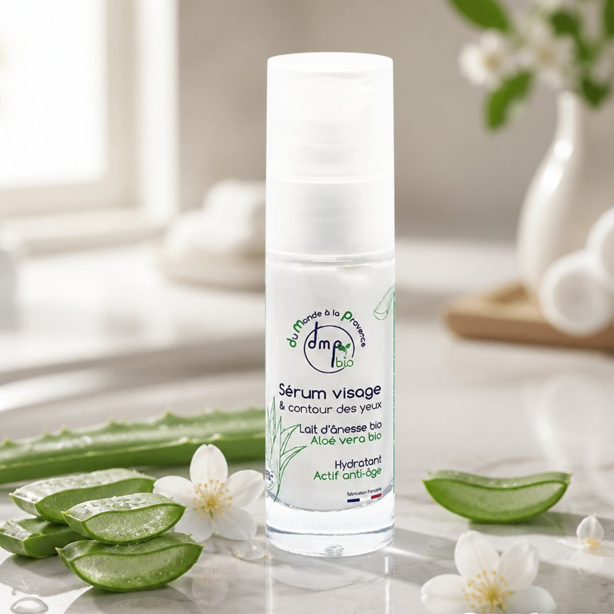 Sérum facial y contorno de ojos con leche de burra ecológica y Aloe vera bio – 30 ml