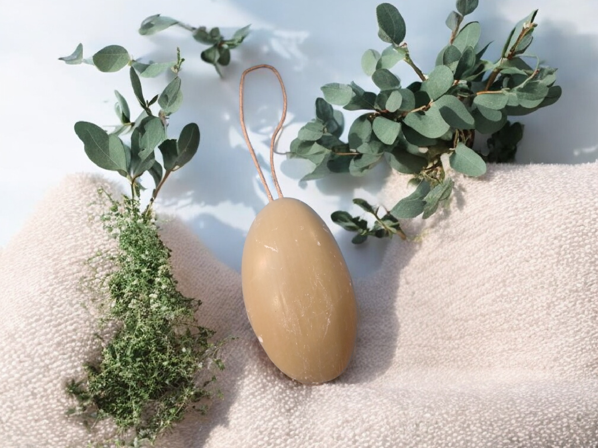 Jabón de eucalipto y espirulina con cuerda